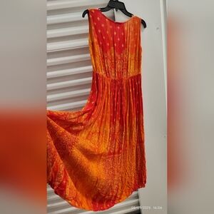 Elegant Orange and Red Maxi Dress
